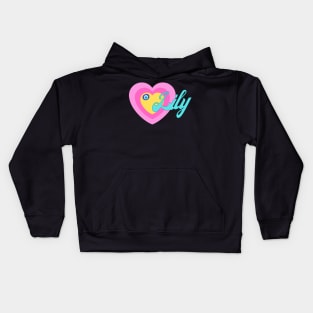 Lily in Colorful Heart Illustration Kids Hoodie